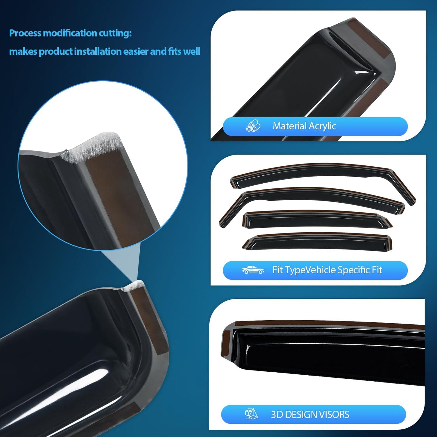 Nilight Vent Window Visors for Ford Fusion 2013 2014 2015 2016 2017 2018 2019 2020, in-Channel Rain Guards, Original Window Deflectors-4PCS