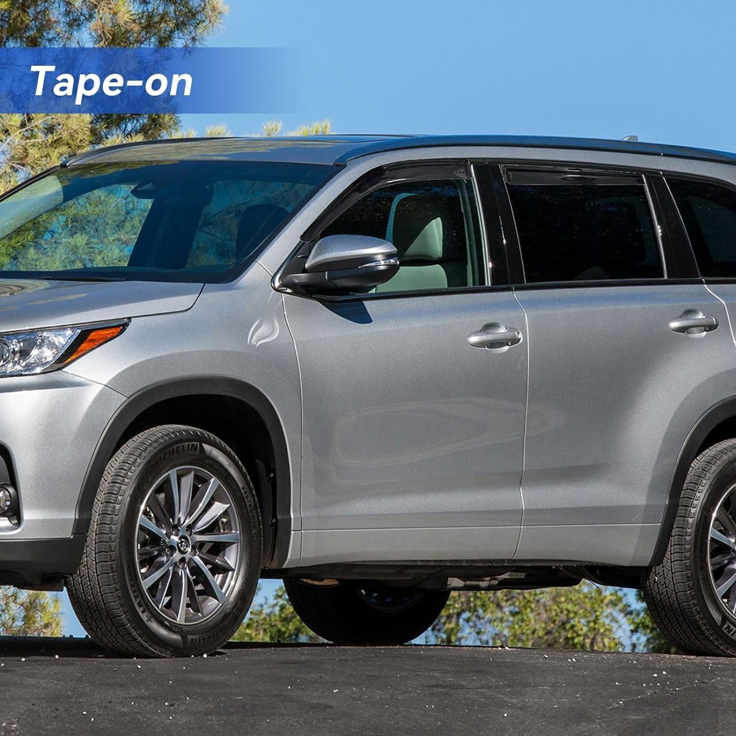 Window Visors Rain Guards for 2014 2015 2016 2017 2018 2019 Toyota Highlander, Out-Channel Window Vent Wind Deflectors Visors Shades for 14-19 Highlander