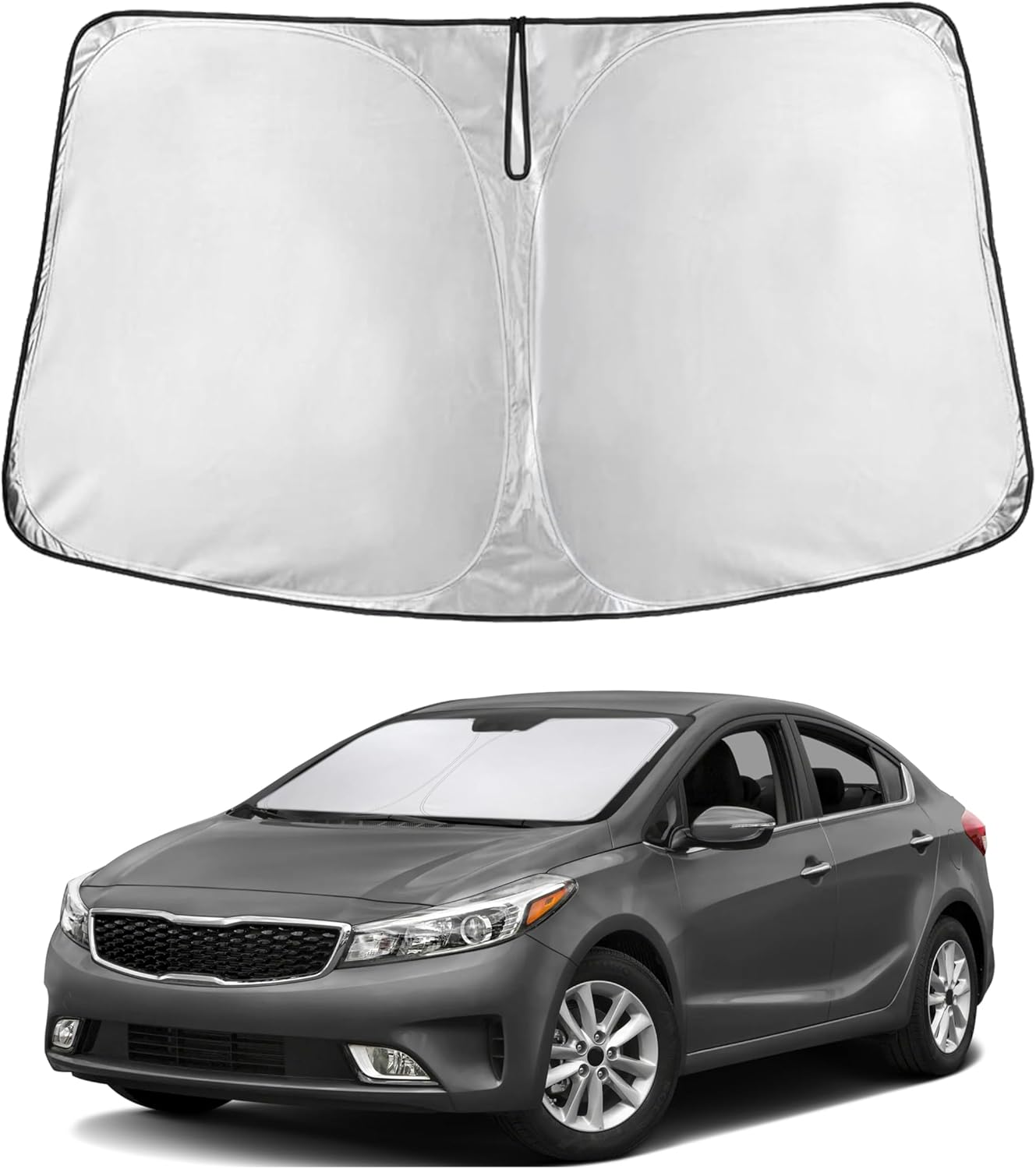 Econour Windshield Sun Shade for Kia Forte 2019-2025 Accessories Custom Fit Window Shade Sun Visor Protector Foldable Blocks UV Rays Keep Your Car Cooler
