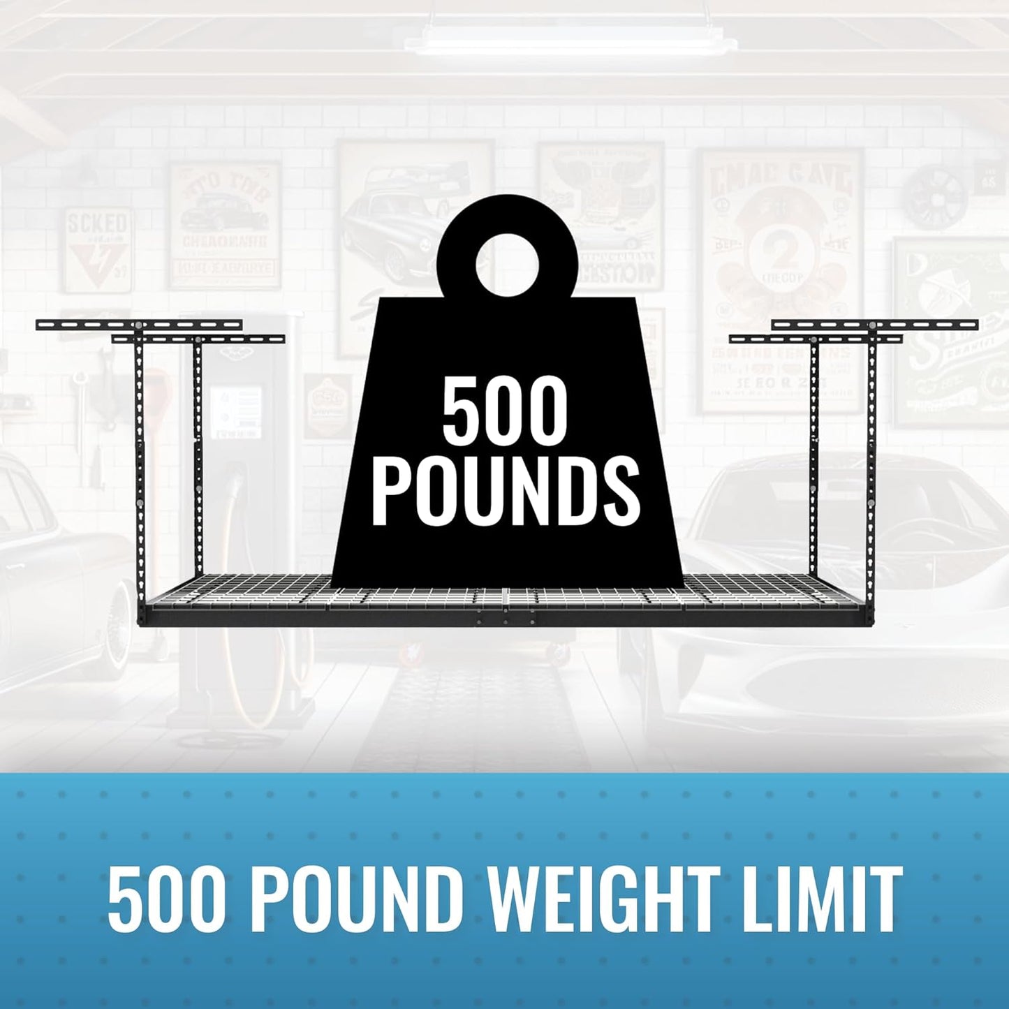 2-Pack 4 x 8 MonsterRax Overhead Garage Storage Rack, Ceiling Racks for Garage, Organization Shelving, Adjustable Hanging Shelf, Grey, 24"-45" Height Adjustment