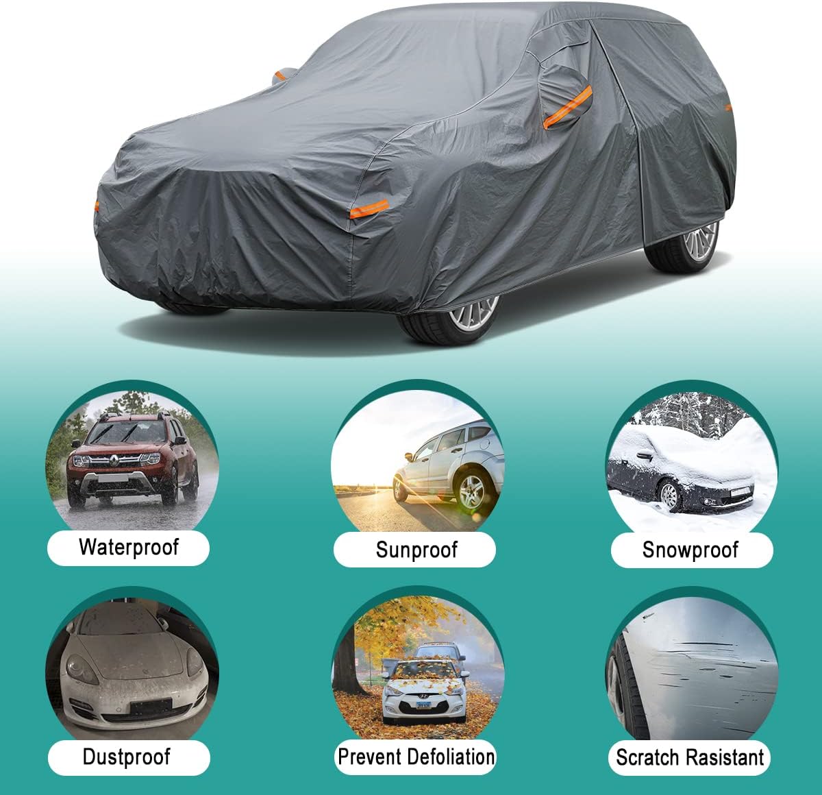 Premium Car Cover Custom Fit Tesla Model Y (2020-2025), 16 Layers Heavy Duty Car Cover Waterproof All Weather with Zipper Door for Sun Rain Snow Dust Uv Protection