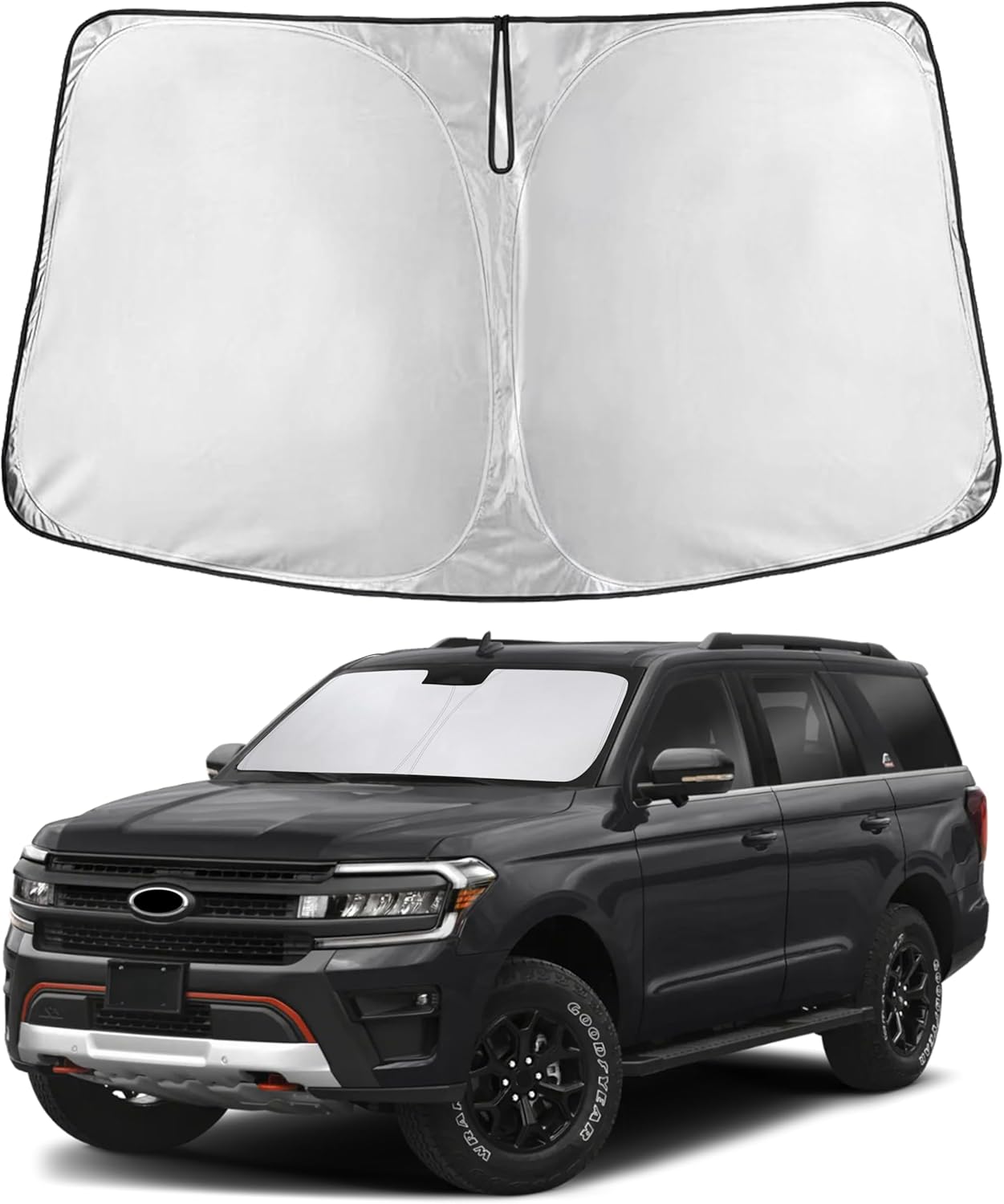 EcoNour Windshield Sun Shade Compatible for Ford Expedition (2018–2024) | 4-Layer Front Window Shade for Full-Size SUV | 240T Sunshade Accessories | UV & Heat Reflector for Expedition Windshield
