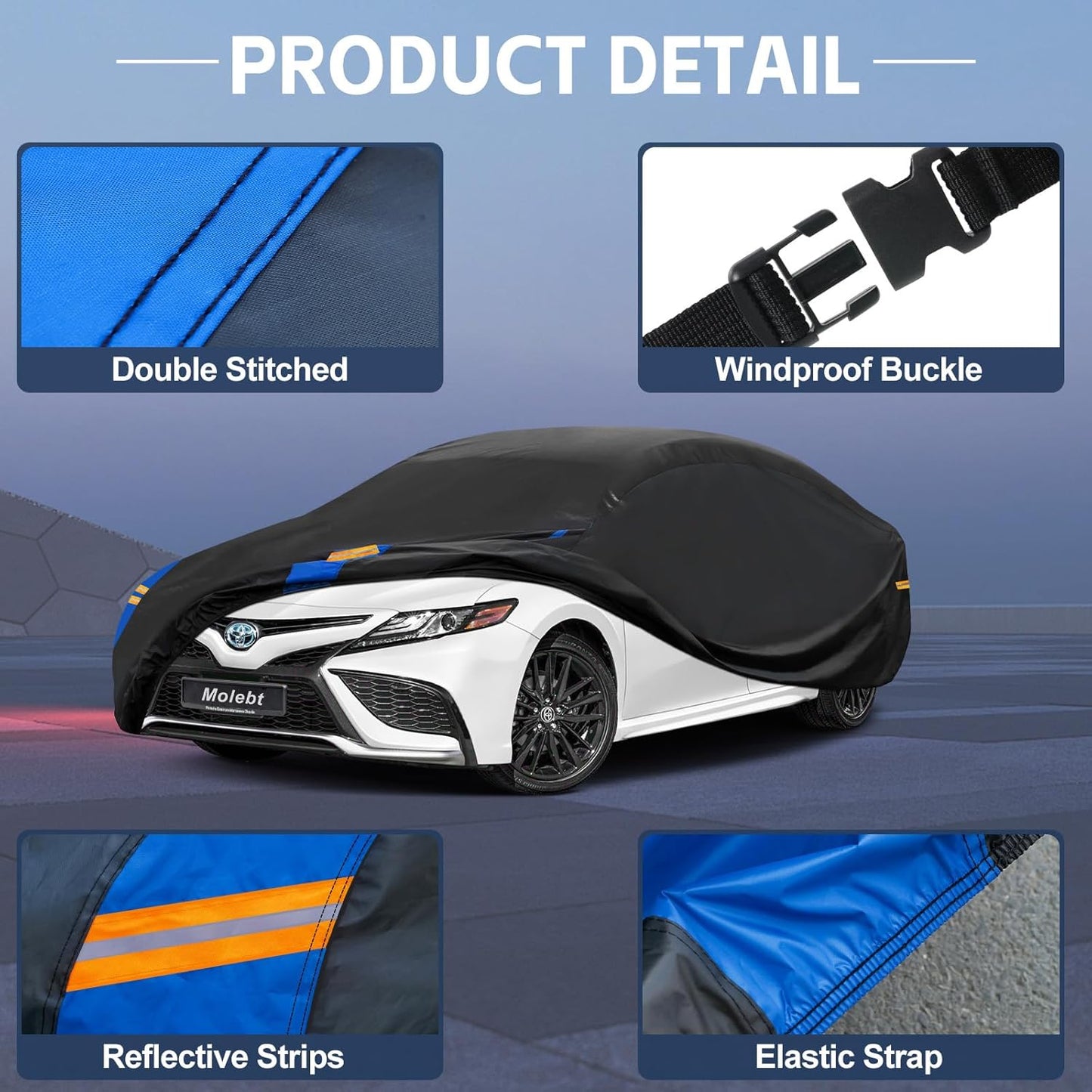 Car Cover Waterproof All Weather for Automobiles, Full Exterior Covers for Sedan & Coupe (up to 165 inch) Universal Fit for BMW Z3, Mazda MX5, Honda S2000, etc. Rain Winter Sun Snow Protection