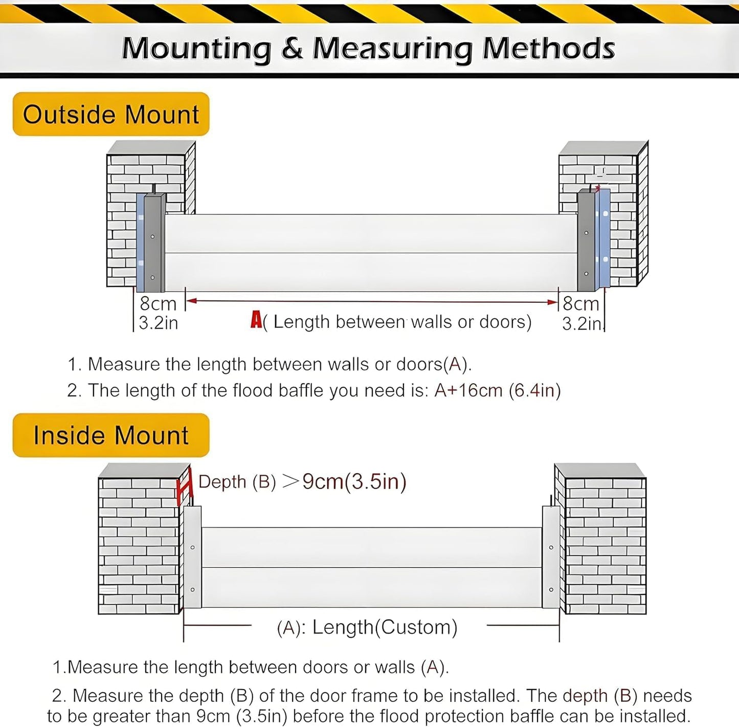 Flood Barriers for Home Exterior - Aluminum Alloy Outdoor Easy Flood Barrier Garage Doors Water Barriers for Flooding,H7.9 Inch/L14FT