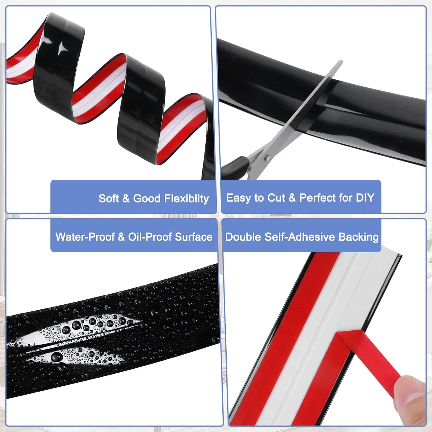 Wall Corner Protector Moulding Trim Peel and Stick Wall Corner Guards Trim Flexible Self Adhesive Edge Protector Moulding, 1.6 in x 10 Ft, Black