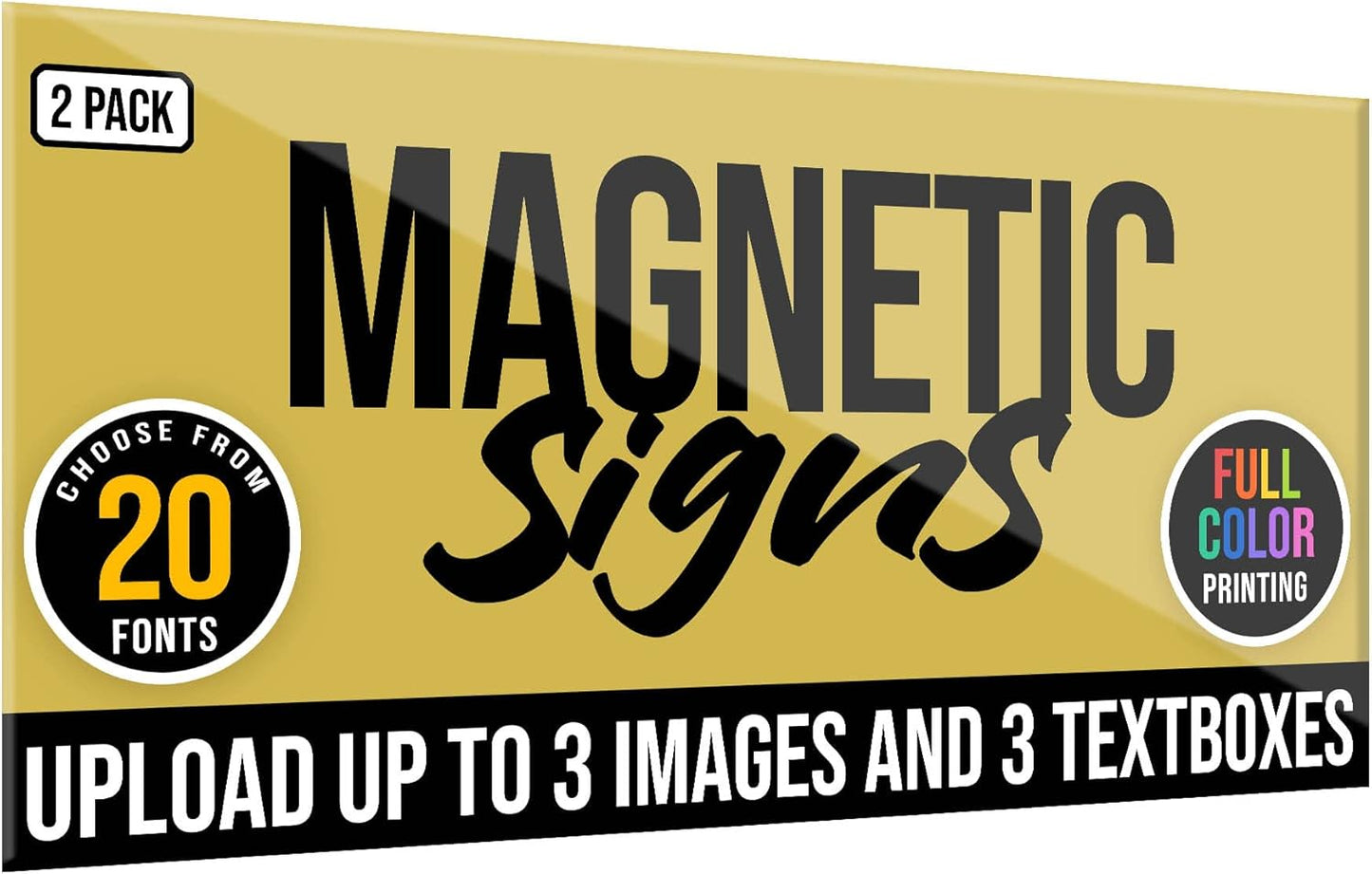 2-Pack,12"x24" Custom Magnet Signs in Full Color for Business and Advertising, 30 mil Customized Vinyl Car Magnets, Personalized Magnetic Sheets for Company Storefront & Vehicles (Sharp Corners)