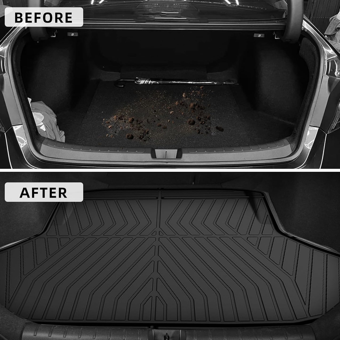 Fit for 2025 2024 2023 2022 Honda Civic Sedan Si Floor Mats & Cargo Liner: All Weather Protection TPE Car Floor Liners with Trunk Mat - 1st & 2nd Row & Cargo Car Mat Full Set Black (Not for Hatchback)