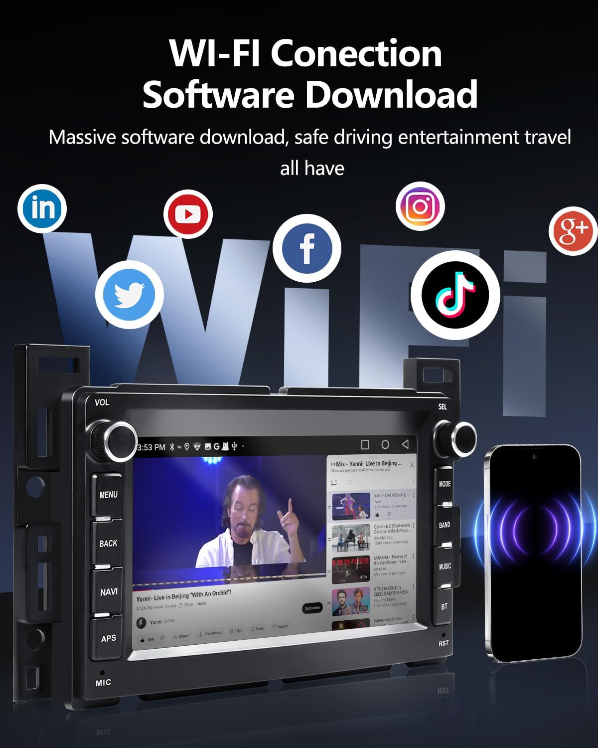 [2+64G] Car Radio for Pontica G6 (2005-2008)/ Torrent 2006, Chevy Equinox (2005-2006)/ Malibu, 2 Din Car Srereo with Wireless Carplay/Android Auto, Steering Wheel Controls/AHD Camera/FM/App Store