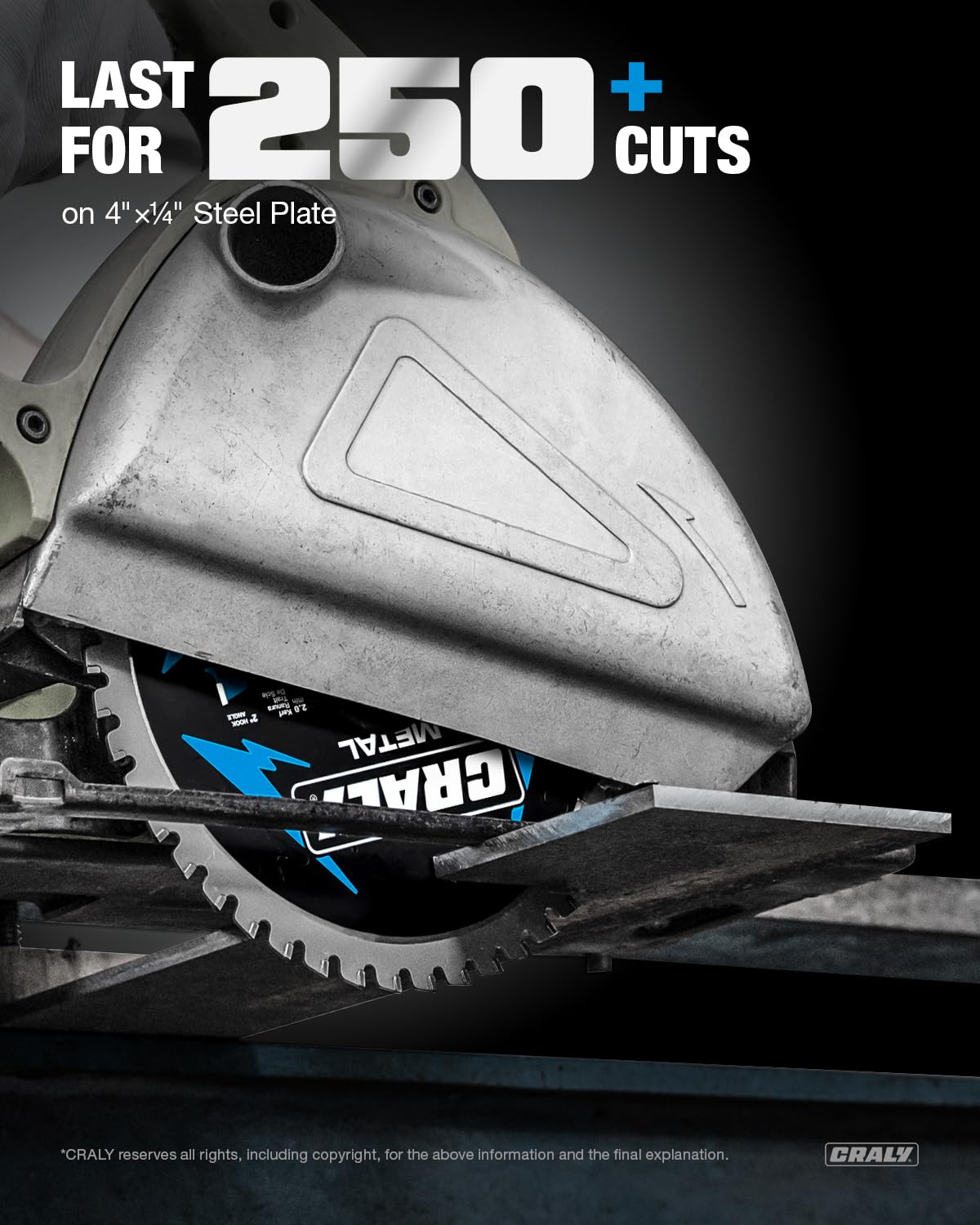 CRALY 8 Inch 42 Teeth Steel and Ferrous Metal Cutting Circular Saw Blade, 5/8 Inch Arbor, Thin Kerf, Professional Carbide Tipped Blade for Angle Iron, Threaded Rod, EMT Conduit(C0842MC)