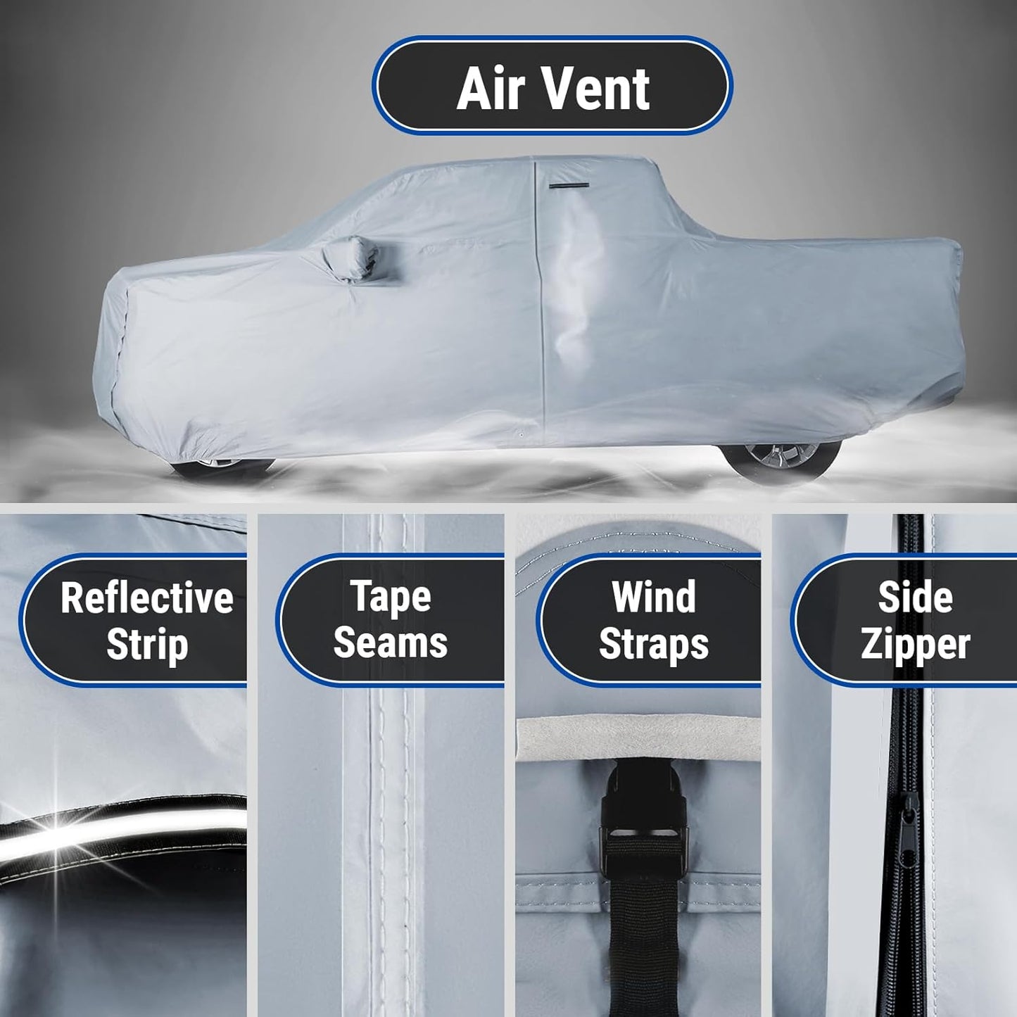 iCarCover Fits 2016-2023 Tacoma Double Cab, 5.0 ft Short Bed Toyota Truck Cover Automobiles Form-Fit Padded Full Exterior Waterproof Automobiles Protection Covers