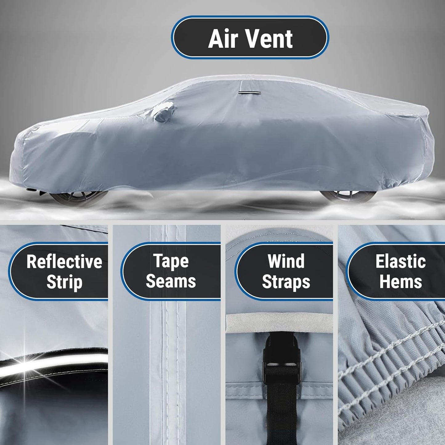 iCarCover Custom Car Cover for Buick Lucerne (2005-2011) Waterproof All-Weather Rain Snow UV Sun Protector Full Exterior Indoor Outdoor Car Cover (Stripe - Gray/Black)