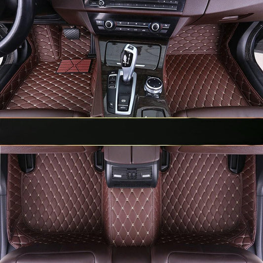 Custom Artificial Leather Waterproof All-Weather Car Floor Mats Fit for 99% Sedan SUV Sports Car Vehicle Car Mat (Brown)