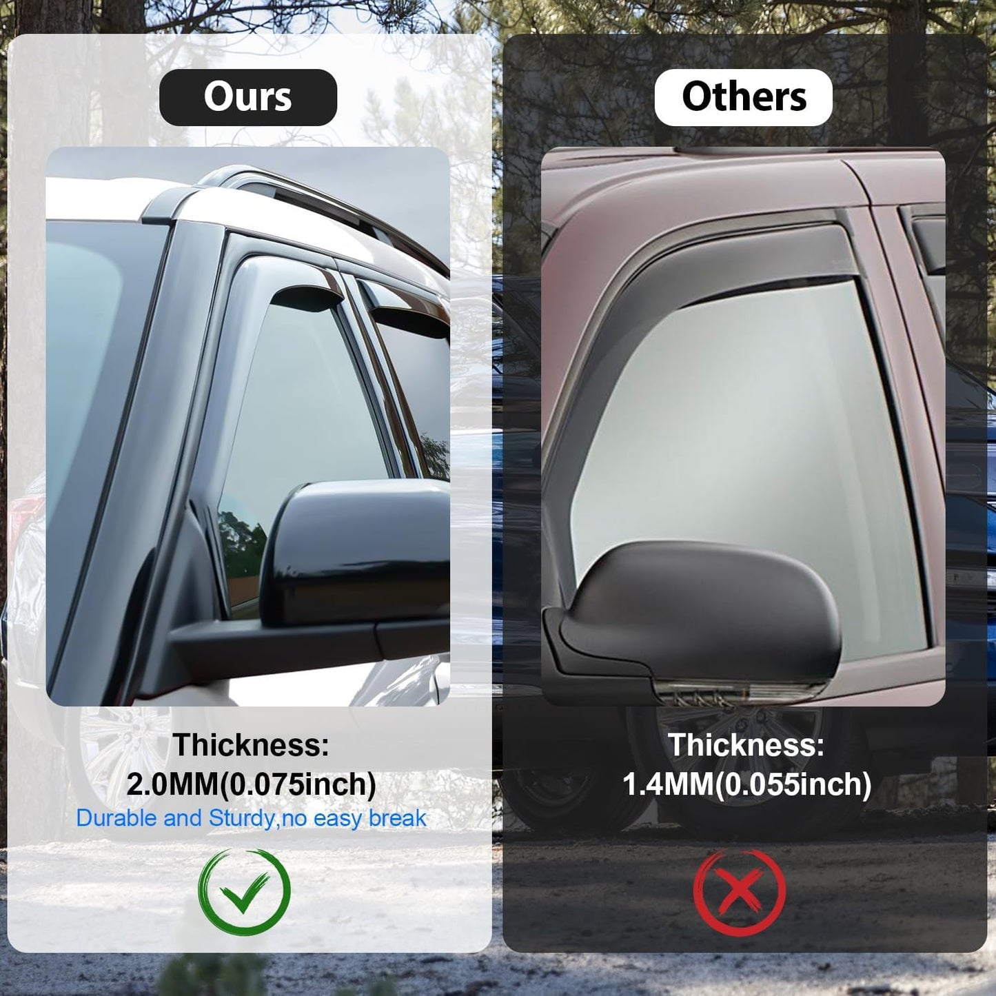 Nilight Vent Window Visors for Volkswagen (VW) Atlas 2018 2019 2020 2021 2022 2023 2024 2025, in-Channel Rain Guards, Original Window Deflectors-4PCS