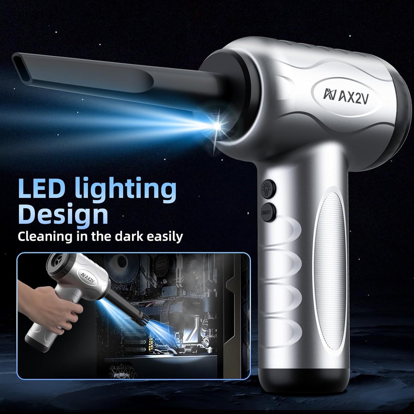 2-in-1 Car Vacuum & Air Duster 70W/16kpa/1200000RPM/35 Mins,High Powerful Dust Cleaner Portable Compressed Air Blower,Lightweight Handheld Mini Vacuum for Car/Home/Office