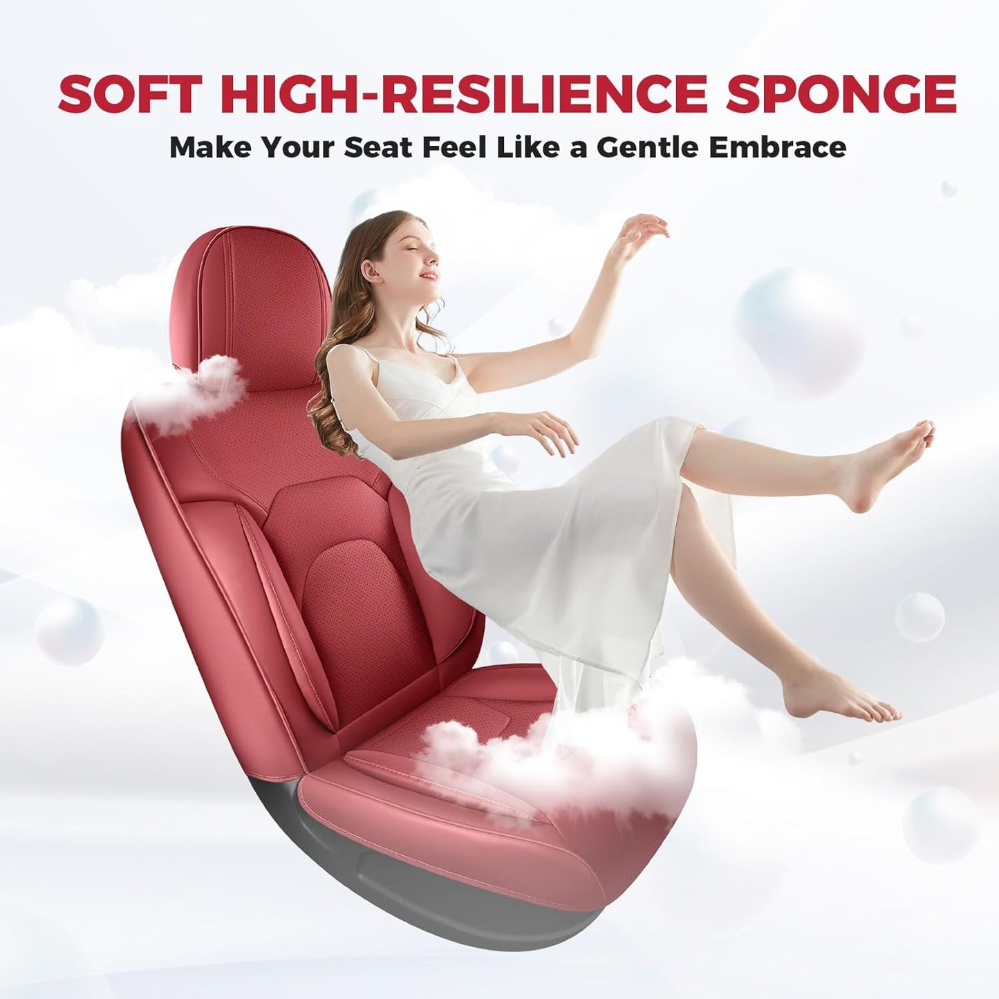 FREESOO Car Seat Covers Front Seats 2PCs,Waterproof Automotive Seat Covers, Leather Cars Interior Covers, Seats Protection Universal fit Babies & Adult (WineRed)