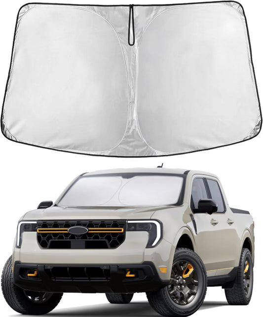 Econour Windshield Sun Shade Custom Fit for Ford Maverick 2022-2024 2025 2026 Sun Shade Front Windshield Sun Visor Foldable Thicker 5-Layer Block Heat and Sun UV Rays