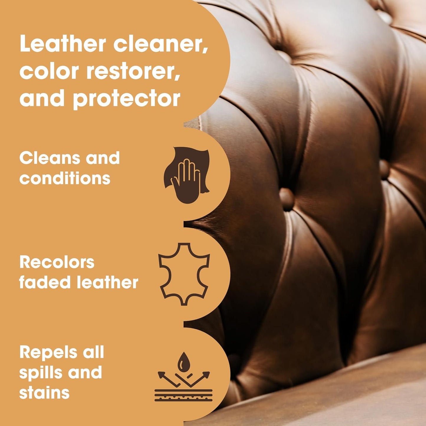 Furniture Clinic Leather Complete Restoration Kit | with Leather Recoloring Balm, Cleaner, 2-in-1 Protection Cream & Conditioner, Sponge, and Cloth | Repair Kit for Furniture (Tan)