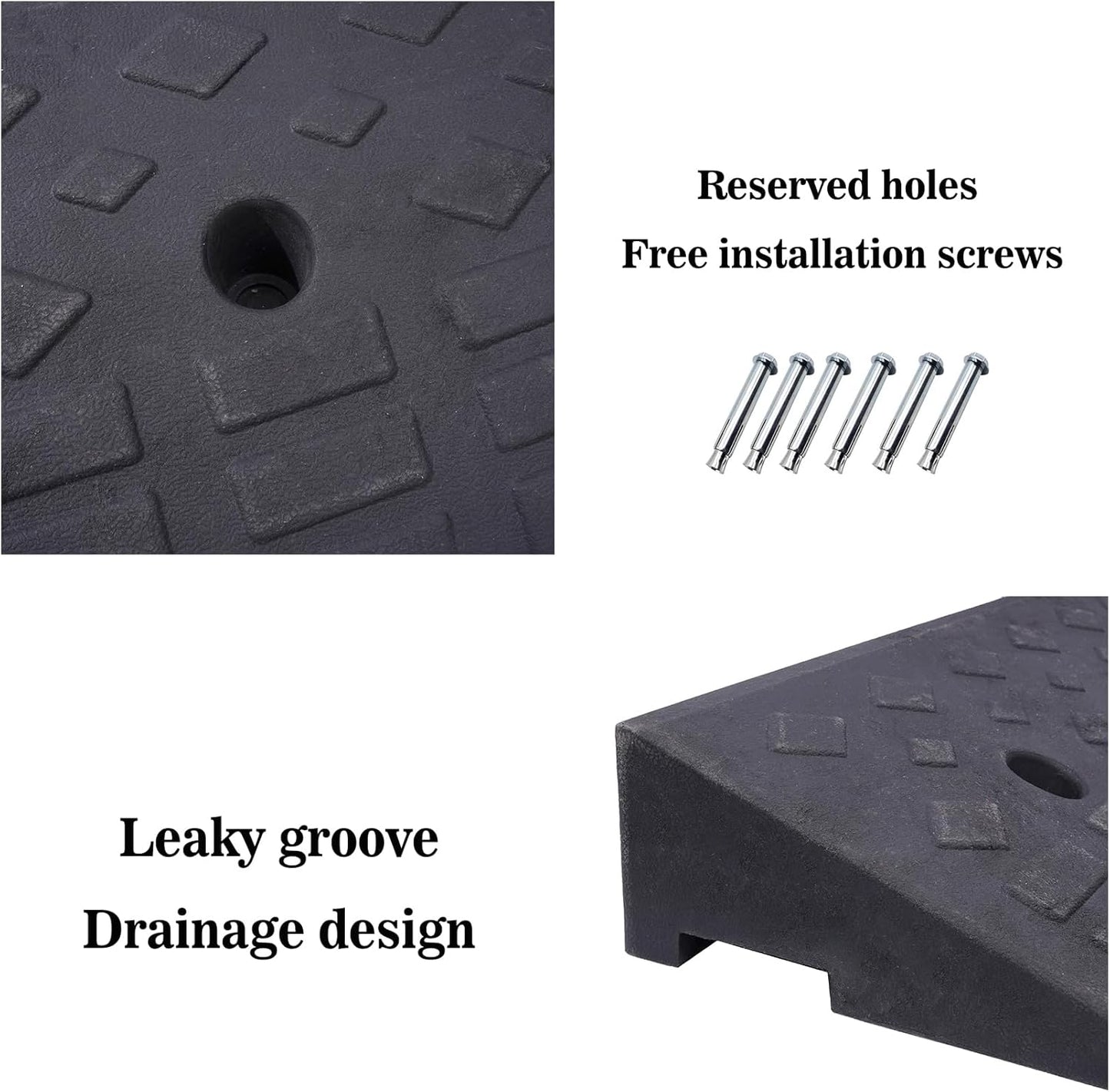 2 Pack 4'' Rise Rubber Curb Ramp Heavy Duty Loading Rubber Curb Ramps 22000lbs (10 Ton) Driveway Ramp Car Slope Ramp for Loading Dock Bike Vehicle Warehouse Sidewalk Wheelchair (4" H)