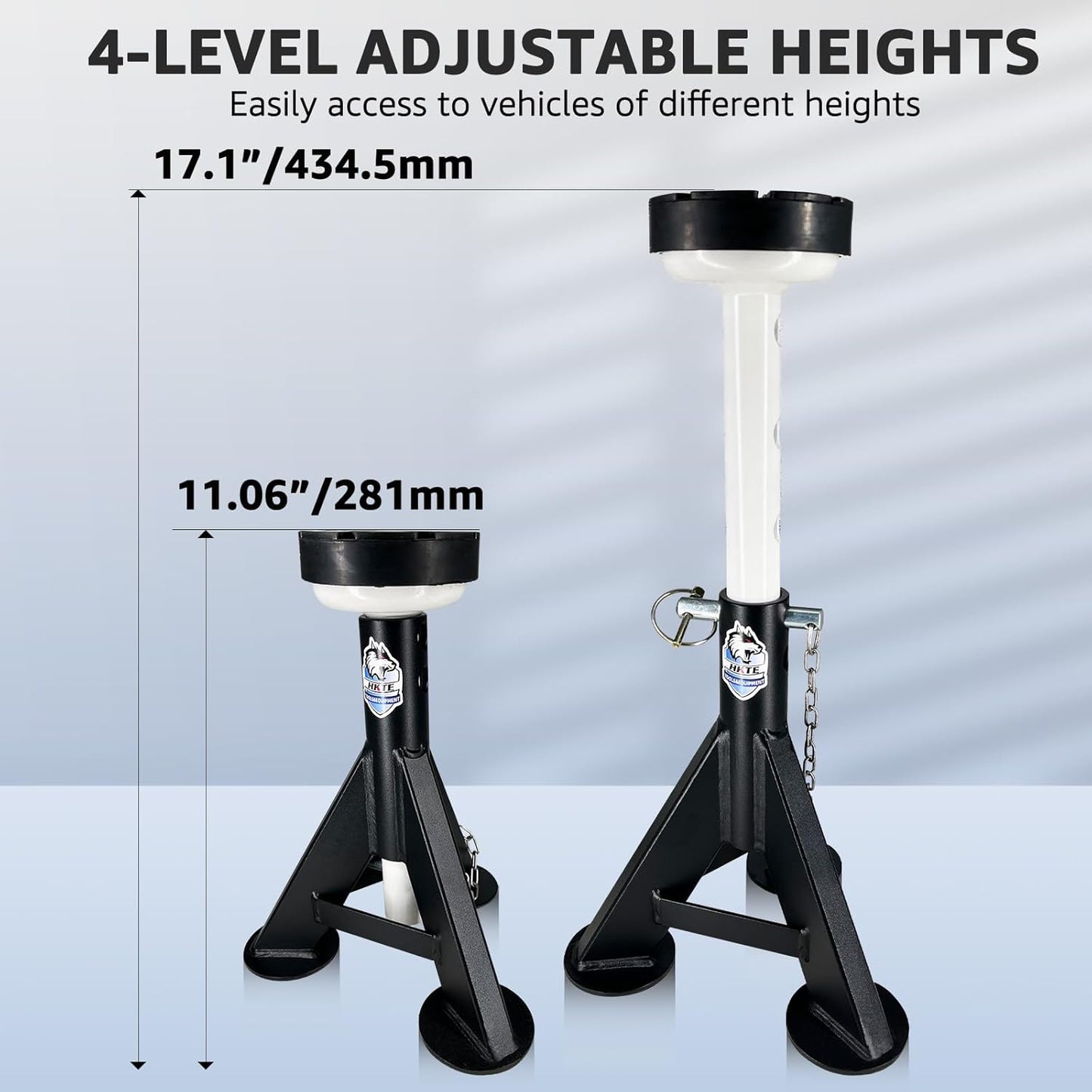 HKTE 4 Ton Heavy Duty Jack Stands, Low Profile, Security Locking Pins, 8,000 lbs Capacity, 2pack