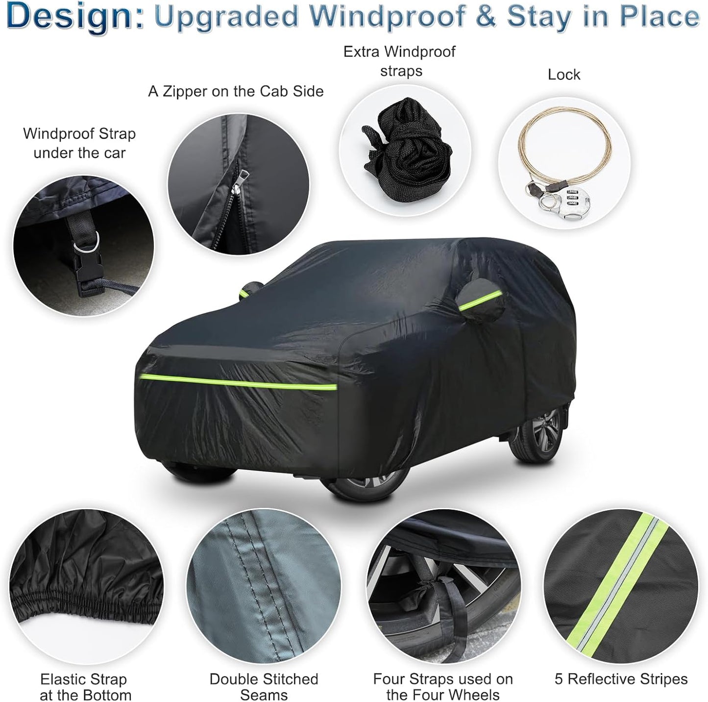 SUV for Nissan Rogue Full Car Cover Waterproof All Weather, Outdoor Car Covers with Zipper and Soft Cotton Lining Windproof Heavy Duty Protection Compatible with 2008-2025 Nissan Rogue SUV