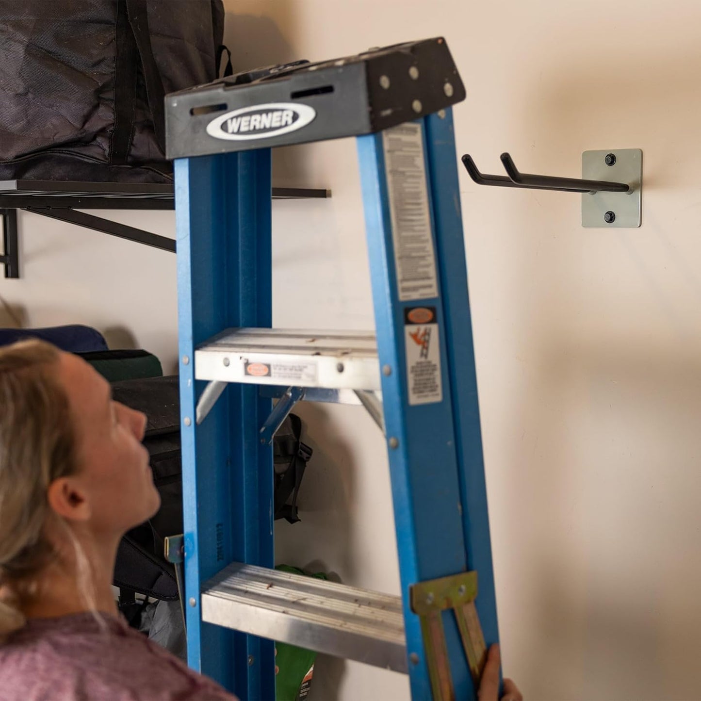 StoreYourBoard Tool Organizer Hook, Wall Mount Garage Storage, Tool Storage for Shovels Rakes Brooms Hoses and More, Rubber-Coated Steel Holds 50 lbs, 12" X 4" X 4.5"