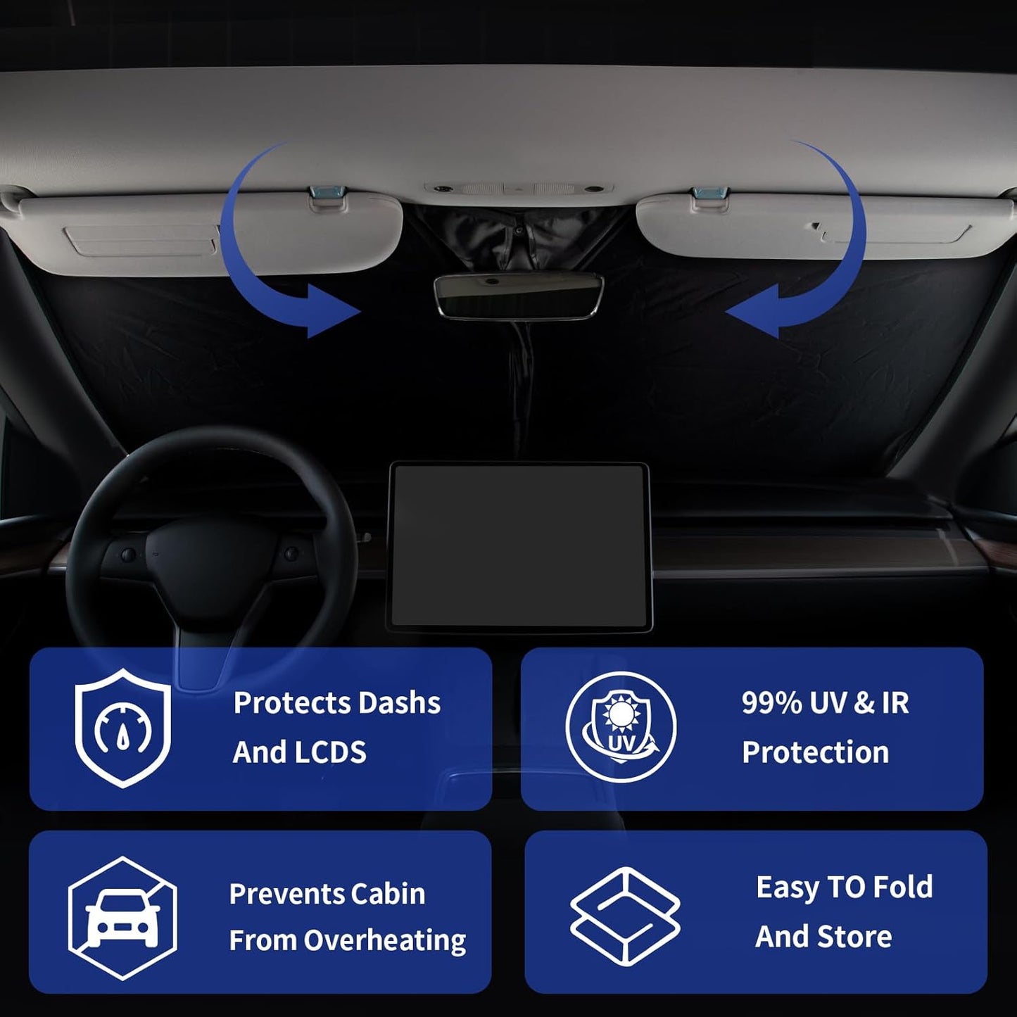 for 2025 Upgrade Highlander Windshield Sun Shade Front Sunshade Custom fit for 2007-2024 Toyota Grand Highlander Hybrid SUV Windshield Cover for 2022 Mirai Venza Toyota RAV4 Window Sun Visor Protector