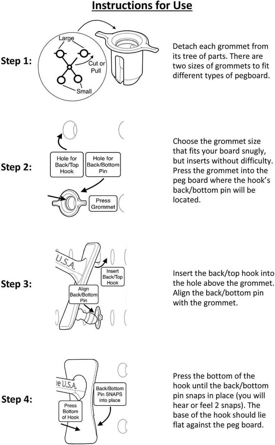 PegPro® J Hooks Kit for Standard “Wood Fiber” pegboard – Durable Plastic Pegboard Hooks - for Garage, Kitchen, Craft Room, and More (J Hook - 24 Pack, Blue)