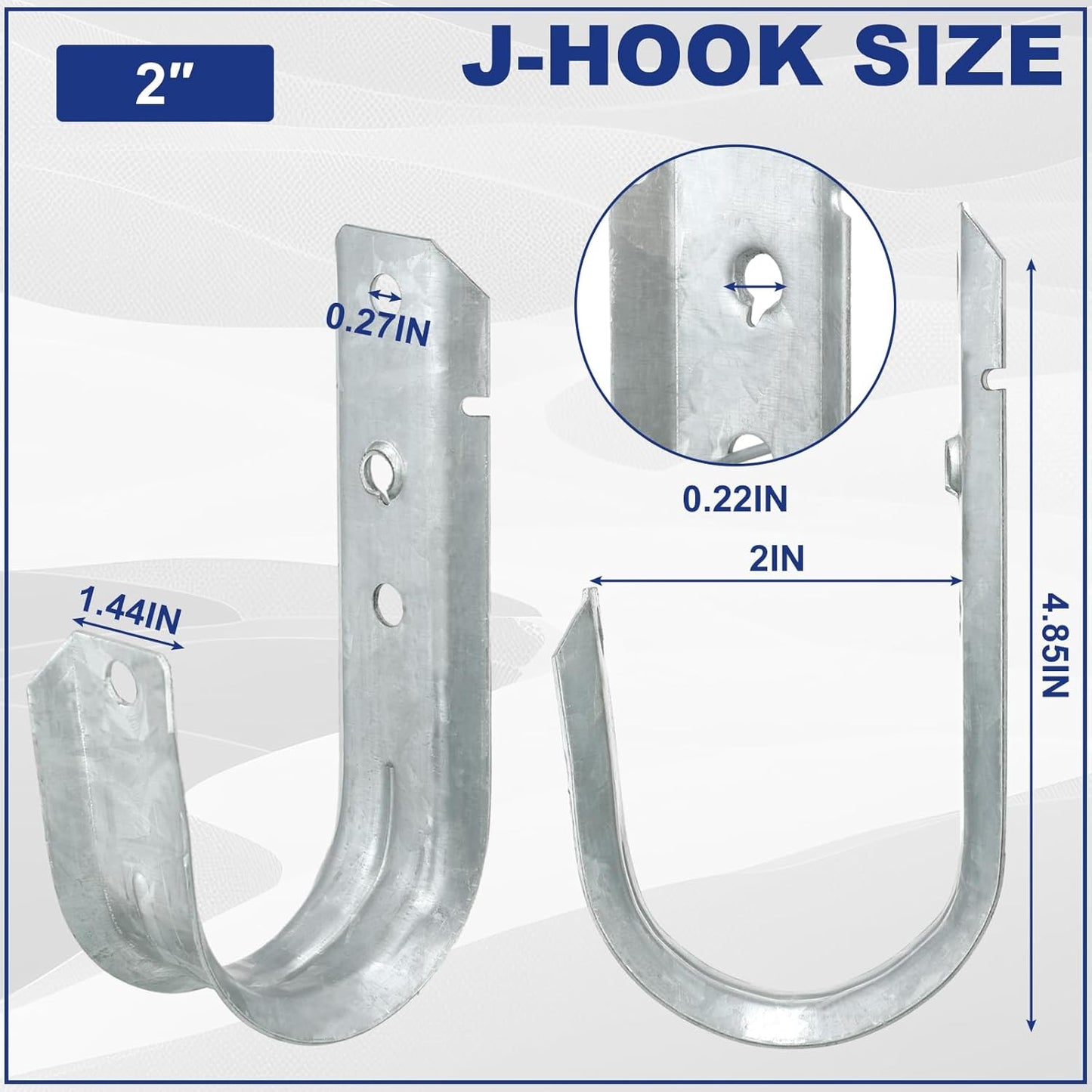 Gisafai 200 Cable Support J Hook, Cable Hooks for Hanging, Heavy Duty Metal Hooks for Wire Management, G60 Galvanized Steel (2 Inch)