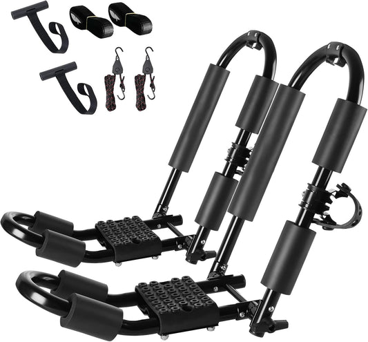 FORWODE Premium Kayak Roof Rack, 1 Pair J-Bar Roof Rack, Folding Adjustable Rack, Weight 80 LBS Heavy Duty Kayak Roof Carrier 1 Kayak, Canoe, SUV, Surfboard on SUV, Car and Truck Crossbar