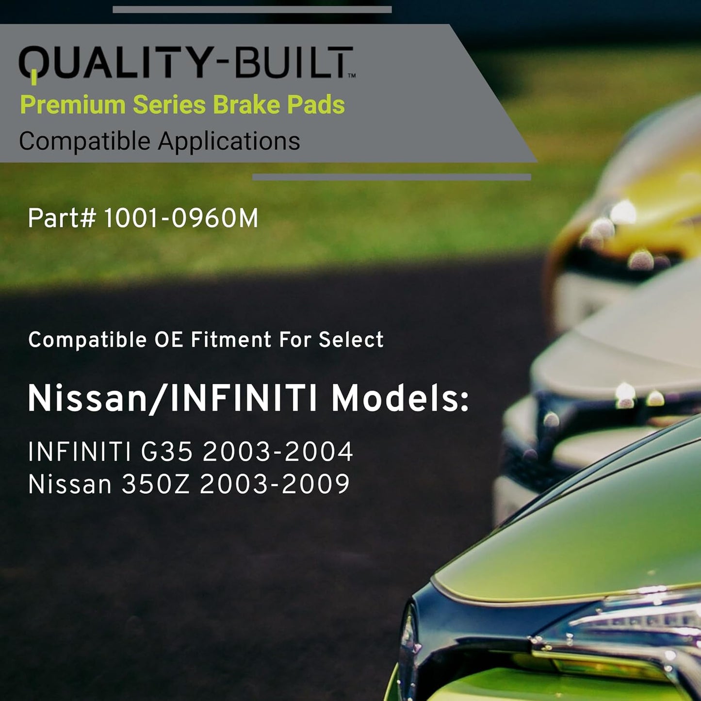 Premium Semi-Metallic Front Brake Pads (1001-0960M) Compatible with INFINITI G35 2003-2004, Nissan 350Z 2003-2009