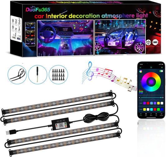 Car Led Strip Lights, RGB Truck Interior Lights with App Control, Under Dash Footwell Automotive Led Light Strip, Car Ambient Lighting (1set)