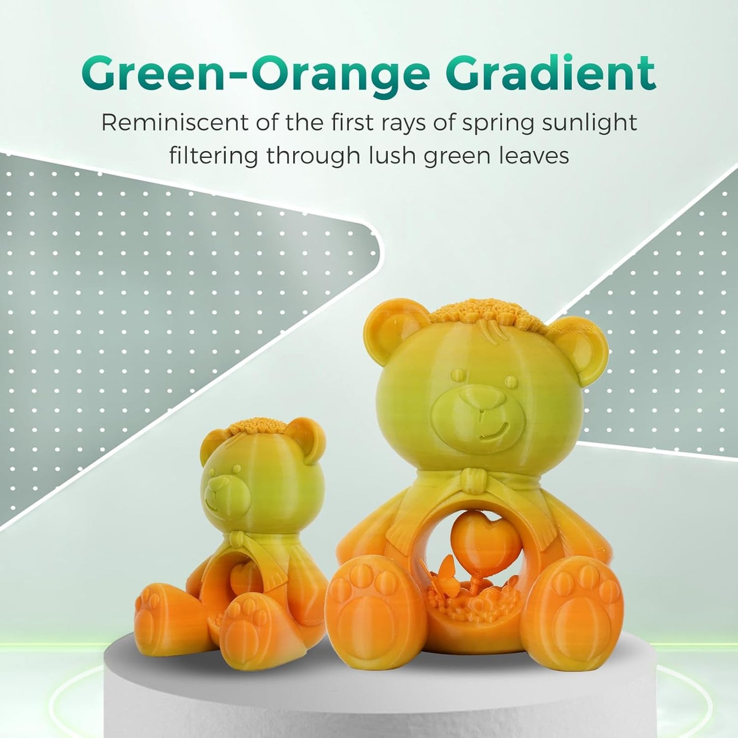 FLASHFORGE PLA Filament 1.75mm +/- 0.02mm Orange to Green Gradient, Smooth Color-Changing 3D Printer Filament 1kg (2.2lbs) Spool, 3D Printing Filament Easy to Use and Fits for Most FDM 3D Printers