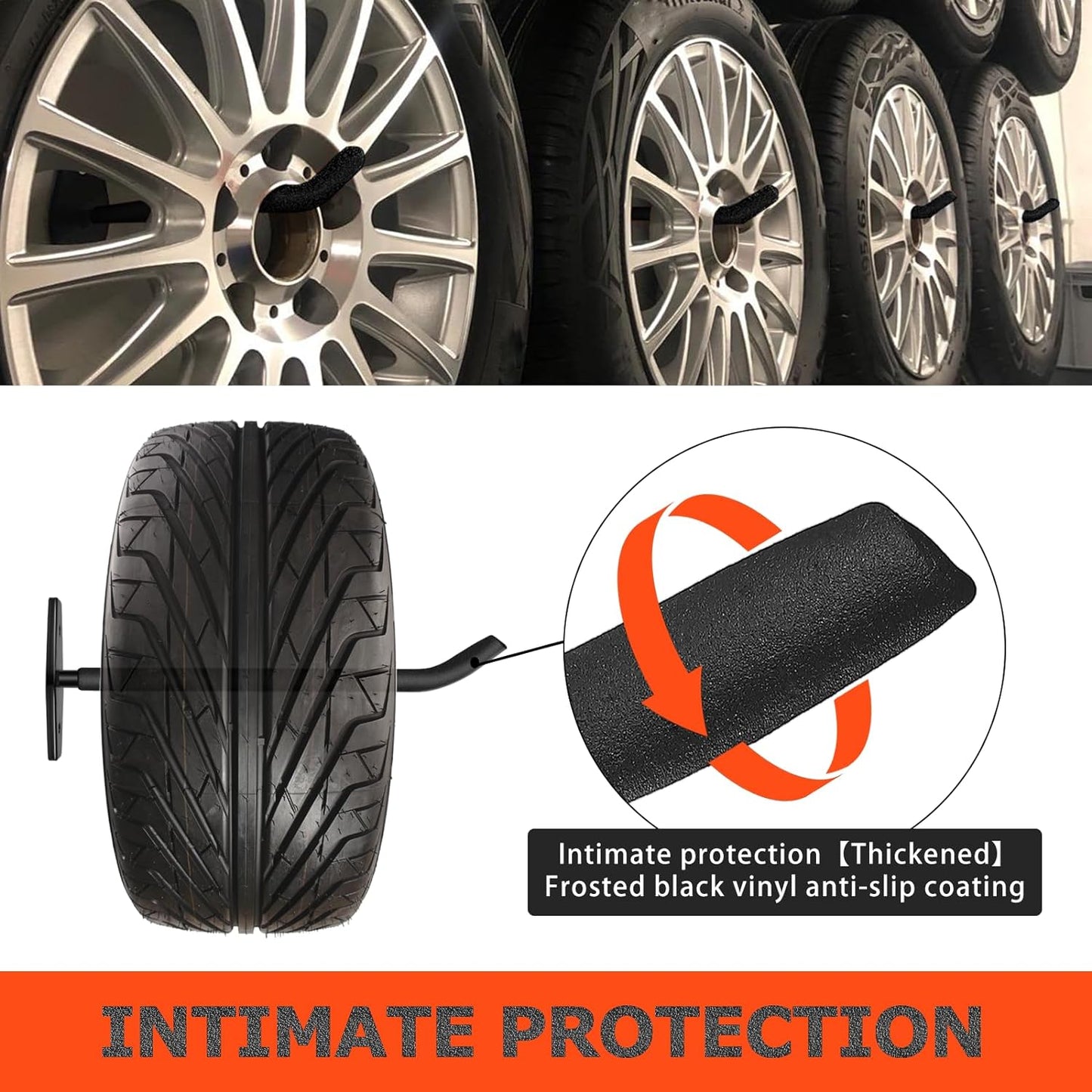 8 Pack Tire Storage Rack Wall Mount, 10in Large Garage Hooks Heavy Duty, Tire Hooks for Garage Wall, Wheel Hanger for Organizing Ladder, Folding Chairs (88lbs)