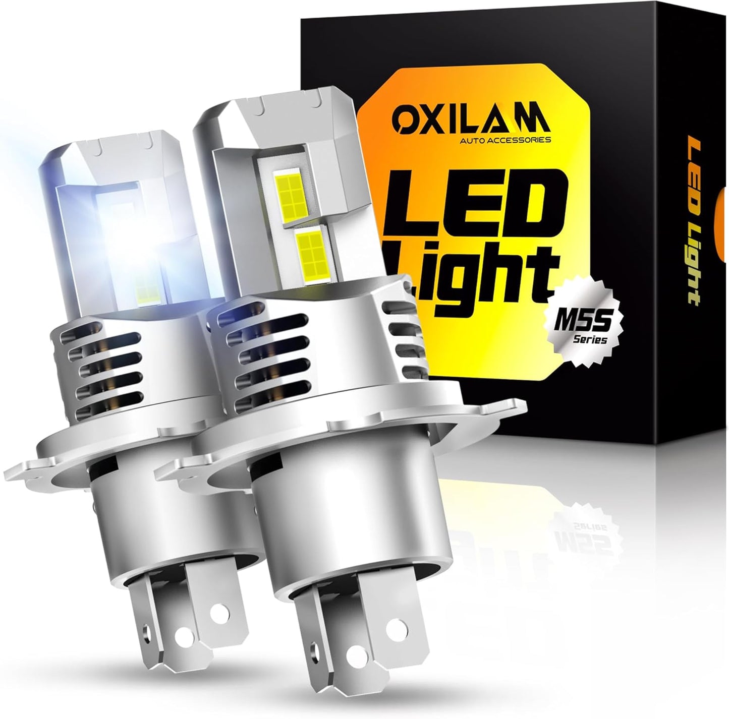 OXILAM HB2 9003 H4 LED Bulbs, 900% Ultra Bright, 40000LM, No Polarity, Plug-N-Play, 70,000 Hours Lifespan, Flicker-Free, 2 Pack