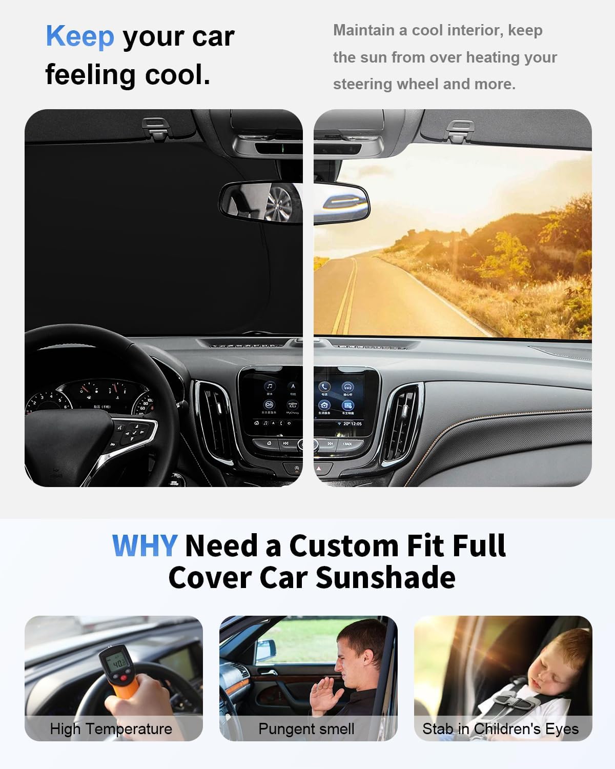 for Armada Windshield Sun Shade Custom Fit for 2017-2024 2025 Nissan Armada Accessories Sunshade 2-Layer Front Window Sun Visor Shield Protector Foldable Blocks UV Rays