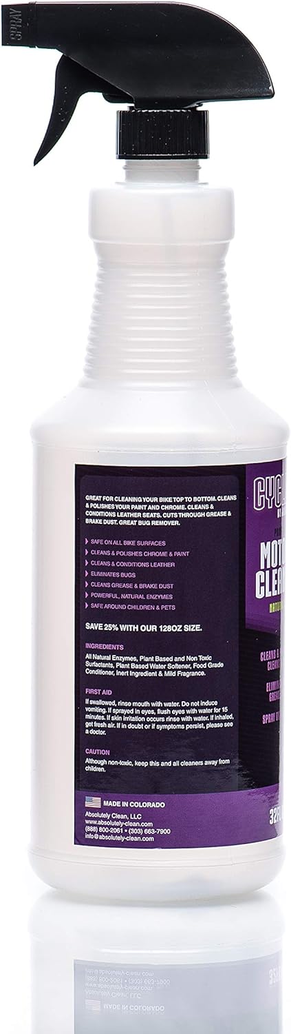 CycleMagic Motorcycle Clean and Shine Motorcycle Cleaner & Conditioner, Chrome Cleaner, Leather Cleaner, Paint | Eliminates Grime, Brake Cleaner, Dirt & Debris (32oz Spray Bottle (Save 25%))
