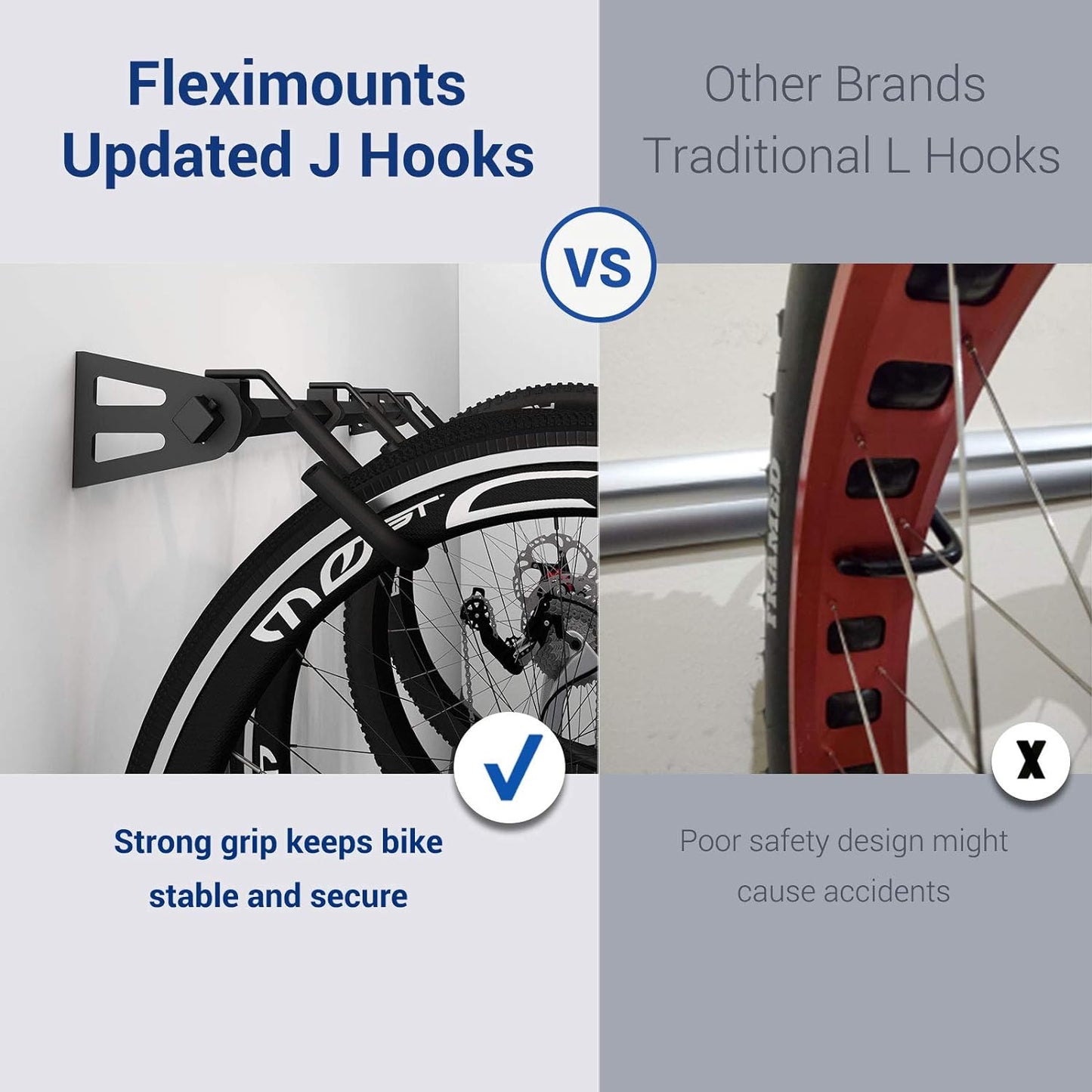 FLEXIMOUNTS 4 Bike Storage Rack, Heavy Duty Wall Mount Hanger for Home & Garage, Holds Up to 200lbs