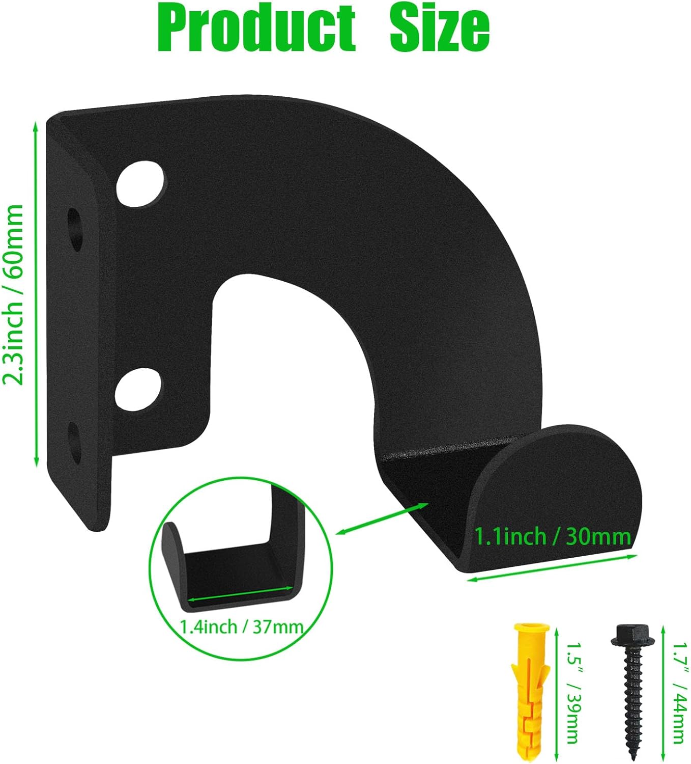 2PCS Chainsaw Hanger, Heavy Duty Chainsaw Wall Mount Holder, Organizer Mounted Chainsaw Rack, Chain Saw Hanger for Garden, Garage, Workshop, Black Metal