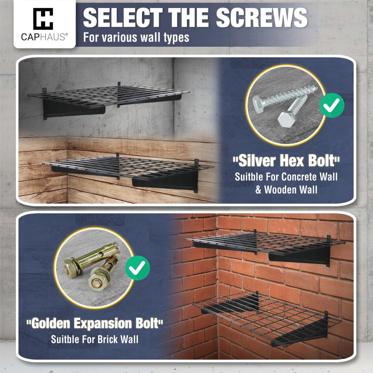 Fencer Wire 48 in. W x 18 in. D Wall Mounted Garage Wall Shelving w/ 2 Hooks, Black Wall Shelf, Heavy Duty Garage Wall Storage System, Garage Organizer Floating Shelves, 500lb Weight Capacity