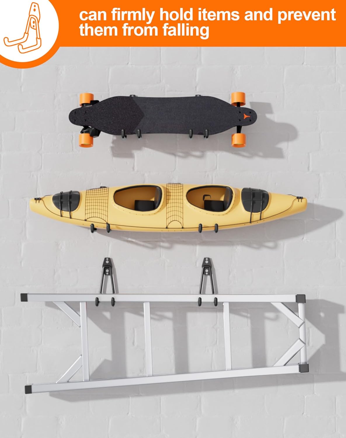 QcoQce 18 Pack Extension Cord Hooks with Wall Mount, Heavy Duty Utility Hangers for Hose, Wires, Cables, Garage Organization with Anti-Slip Design, Screws Included (Black)