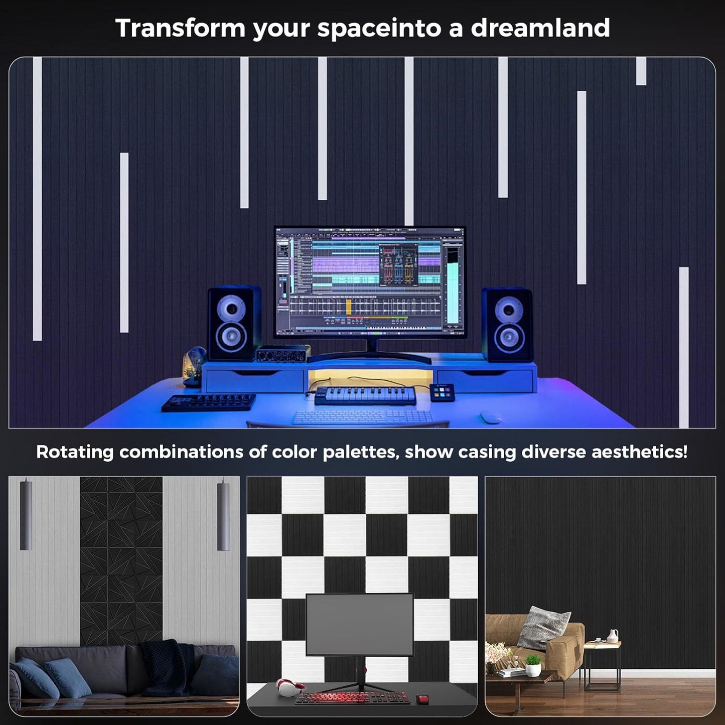 12 Pack Large Fold Soundproof Wall Panels,12 x 12 x 0.47 in Sound Proof Foam Panels for Walls, 1.2lb/ft³ High Density, Thicker 0.47in, Acoustic Panels, Sound Dampening Panels Gray