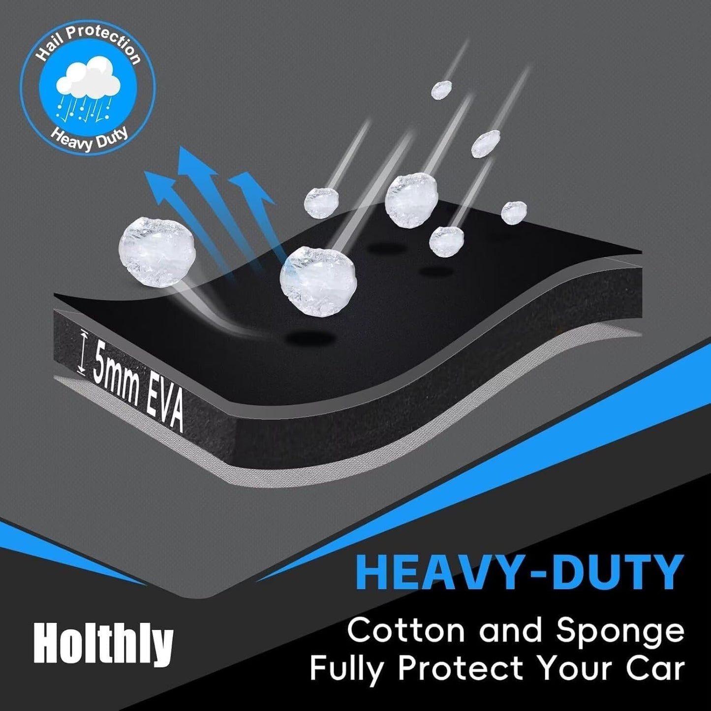 Hail Protector Car Cover, Outdoor Anti Hail Car Covers Thick Multi-Layered EVA, Hail Proof Car Cover All Weather, Hail Protection Padded Fit Large Sedan/Coupe (Length 209 to 218 inch)