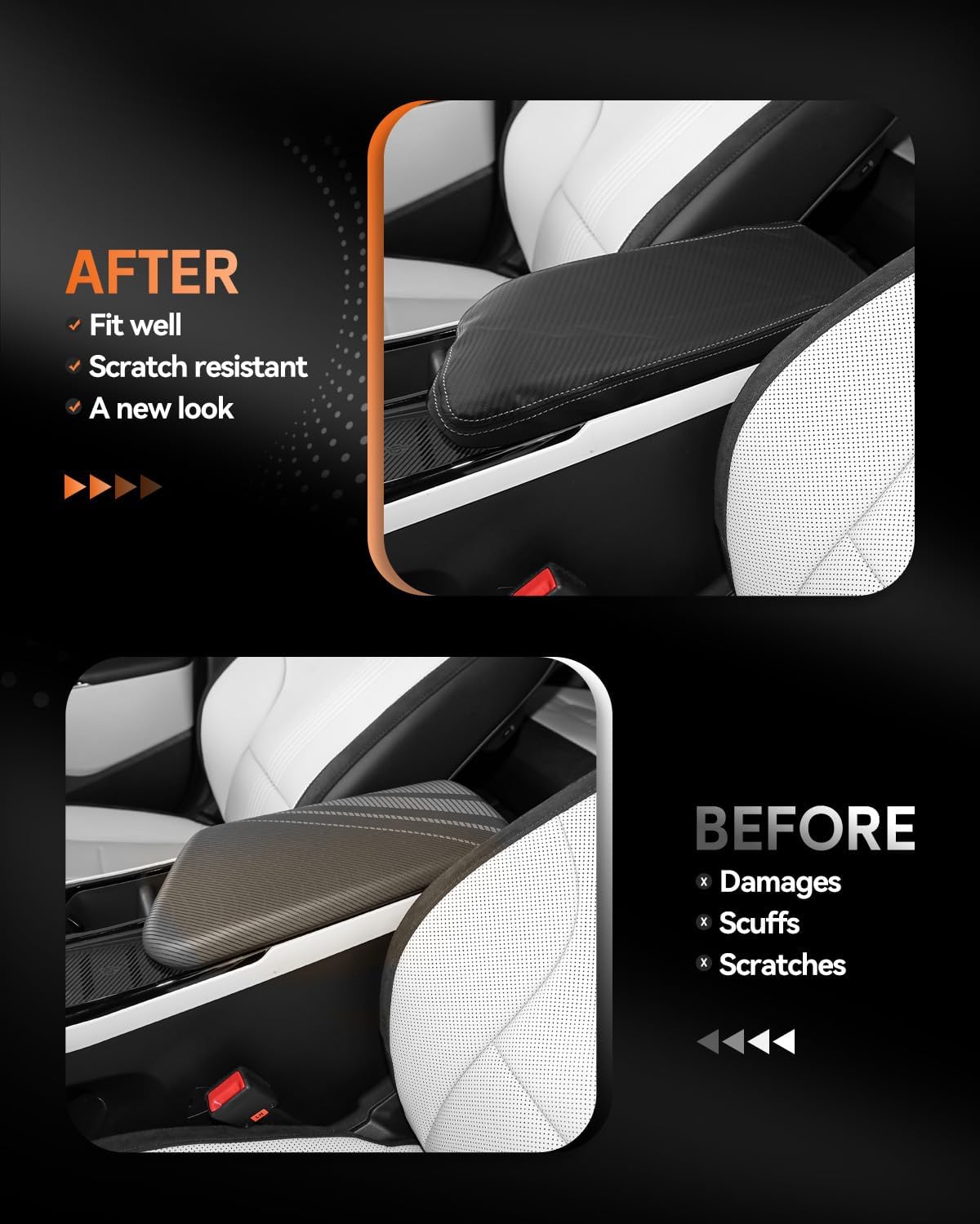 CDEFG for Kia EV6 2022-2025 Center Console Cover Armrest Box Cover for EV6 (Light, Light Long Range, Wind, GT-Line, GT) 2022 2023 2024 2025 Accessories Arm Rest Protector Carbon Fiber