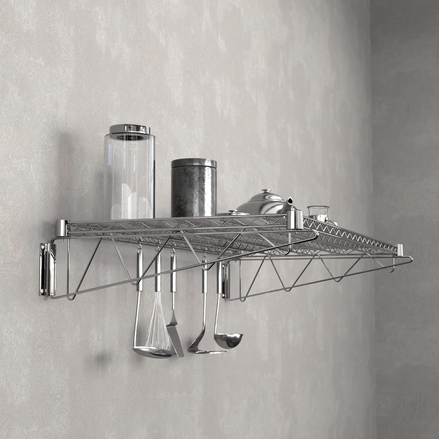 24" x 48" Chrome Wire Wall Mount Shelf