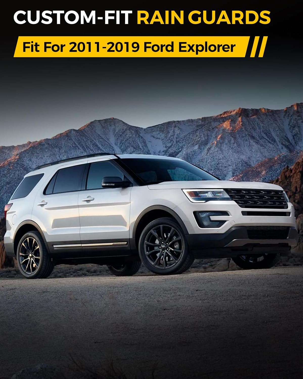 Rain Guards for Car Windows, Tape-On Window Visors Rain Guards Fit for Ford Explorer 2011-2019, Window Deflectors, Vent Visors for Ford Car Accessories, 4 Pieces