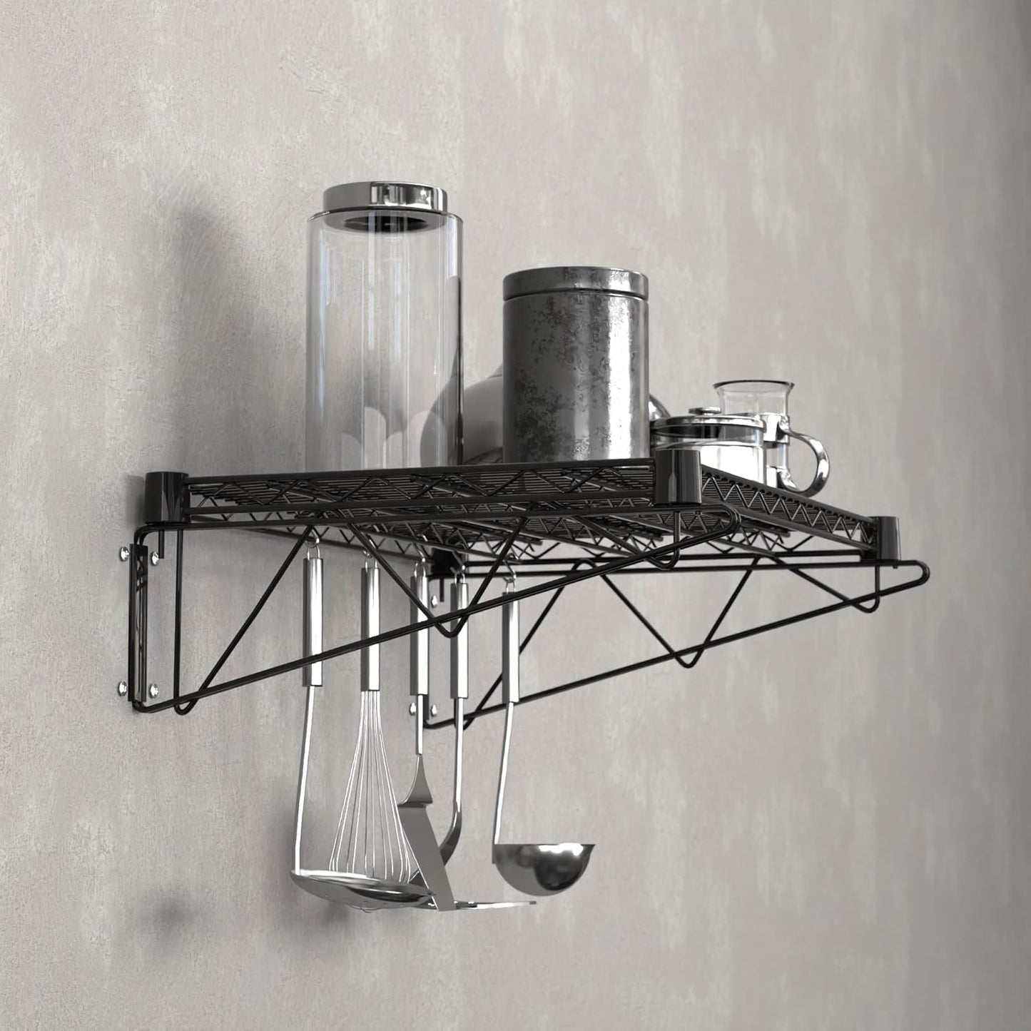 18" x 24" Black Epoxy Wire Wall Mount Shelf