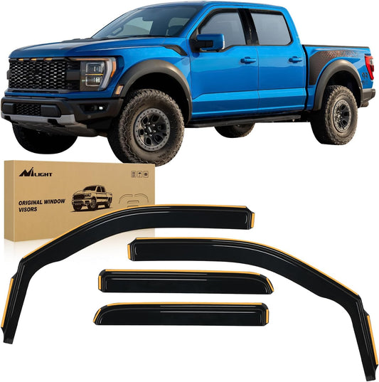Nilight Durable Rain Guards for Ford F150 Super Crew 2009-2014,F150 SVT Raptor 2010 2011 2012 2013 2014,Vent Window Visors,Window Deflectors-4PCS