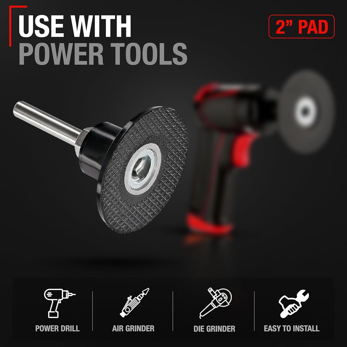 2-inch Conditioning Disc Pad Holder Assembly, Pack of 5-1/4'' Shank - Compatible with 3M ROLOC Scotch-Brite Brand Discs - Speed-Lok TR Quick-Change Attachment