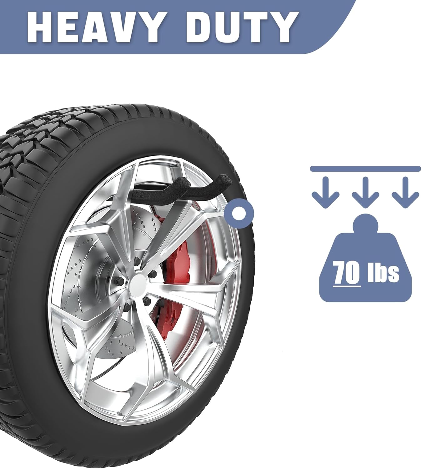 WALMANN Garage Hooks, Heavy Duty 12-inch Wall Hooks for Hanging, Tool Hangers for Car Tires, Ladders, Folding Chairs, Strollers, Garden Tools (Pack of 2)