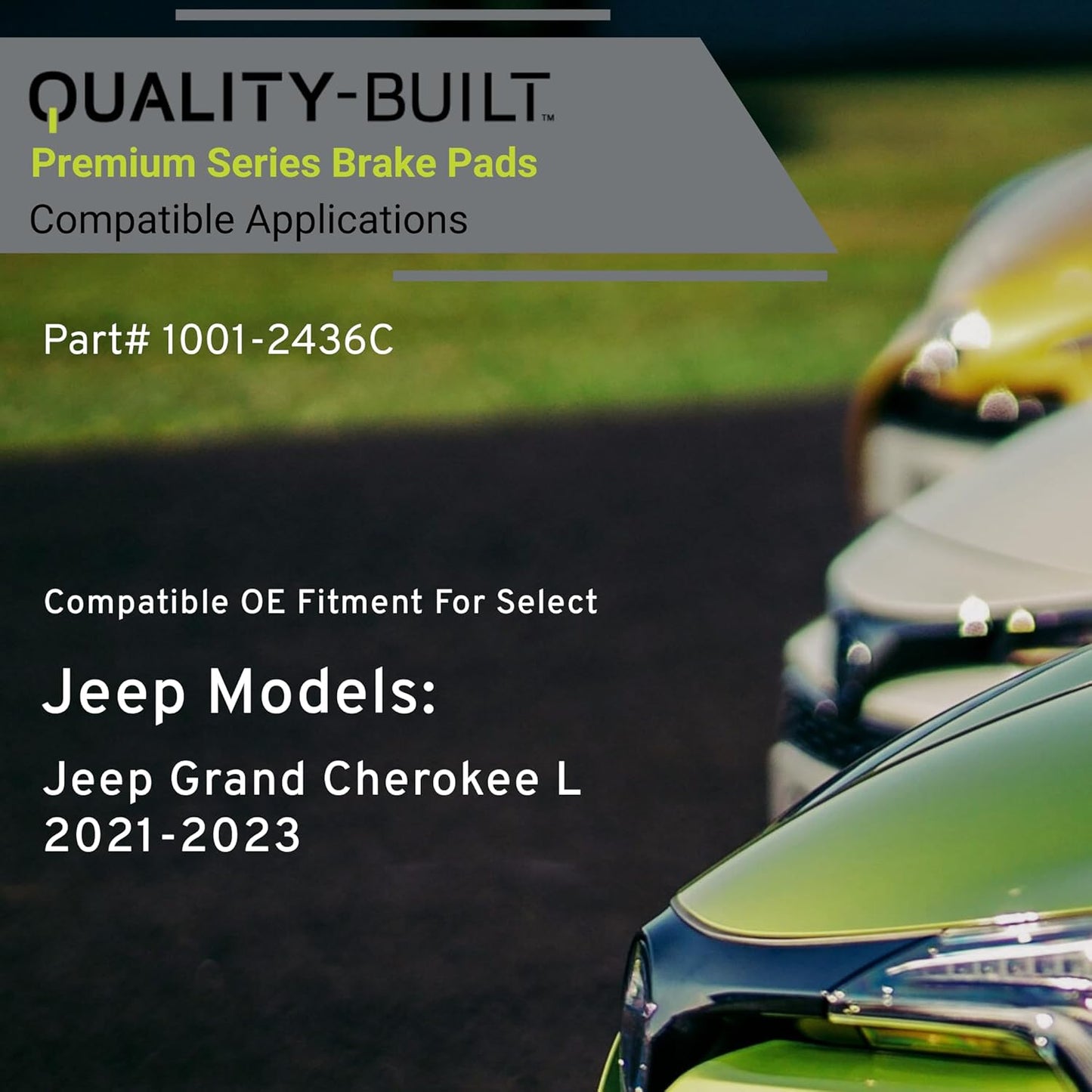 Premium Ceramic Front Brake Pads (1001-2436C) Compatible with Jeep Grand Cherokee 2022-2024, Jeep Grand Cherokee L 2021-2024